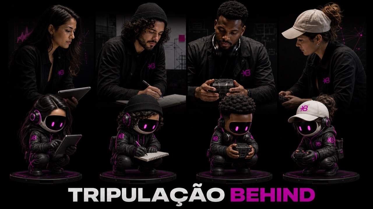 Representação da tripulação humana e tecnológica da Behind